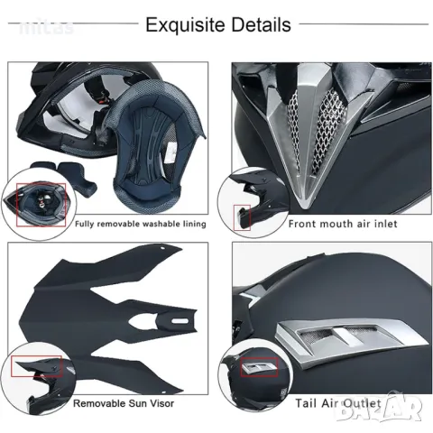 Кросова каска SPARK, Full Face, DOT, Size: L -Вело, Мото, Скутер, Бъги, снимка 8 - Аксесоари за велосипеди - 47281175