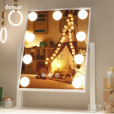 Козметично огледало 37 x 30 см с 9 LED лампи