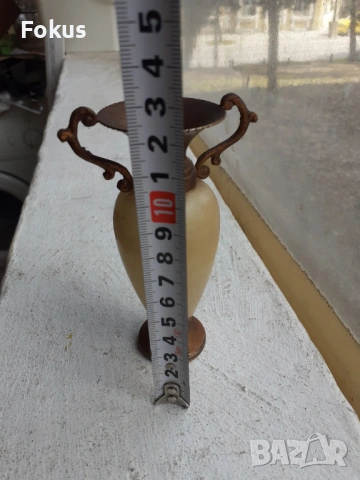 Стара малка ваза амфора оникс бронз, снимка 7 - Антикварни и старинни предмети - 53431409