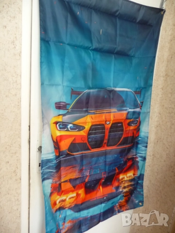 Знаме BMW M оранжево готино баварец спортно бързо гъзарско кола автомобил фенове готино маниашко БМВ, снимка 4 - Декорация за дома - 52337244