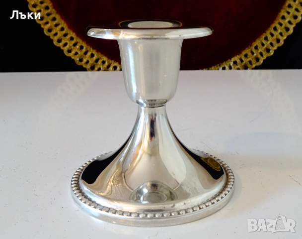 Английски посребрен свещник Brama,печат. , снимка 2 - Антикварни и старинни предмети - 52122585