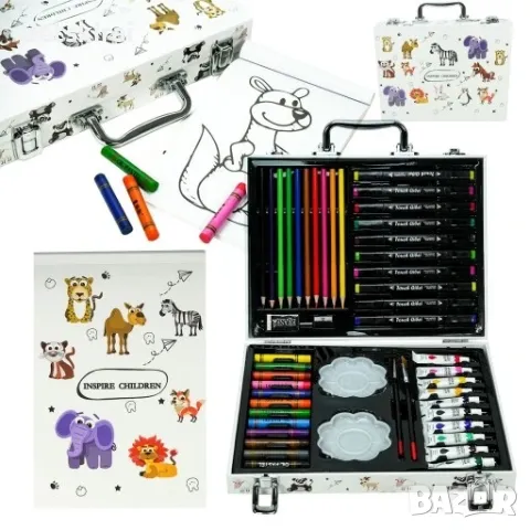 кт за оцветяване в бял куфар 68части