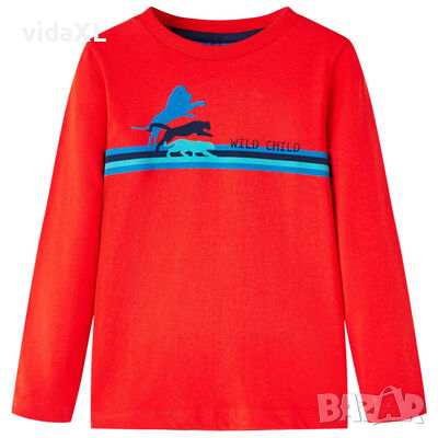 Детска тениска с дълъг ръкав, червена, 104（SKU:13295, снимка 1 - Детски тениски и потници - 44706453