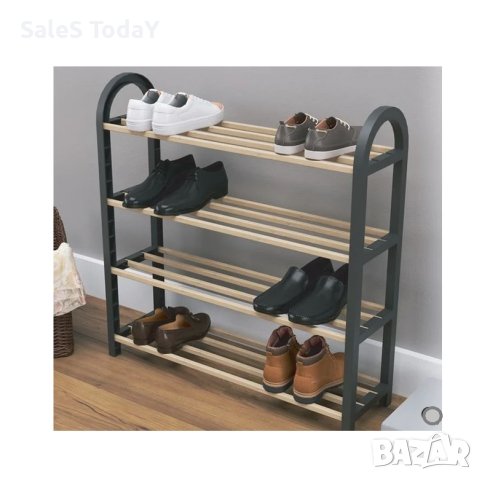 Етажерка за обувки с 4 рафта, поставка за обувки, 64х18х64см, снимка 5 - Етажерки - 41464328