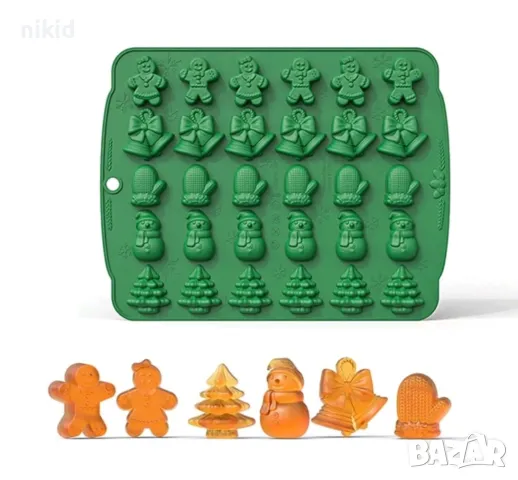 Малки Коледни човече камбана ръкавица елха снежен човек силиконов молд форма фондан шоколад бонбони , снимка 6 - Форми - 48169754