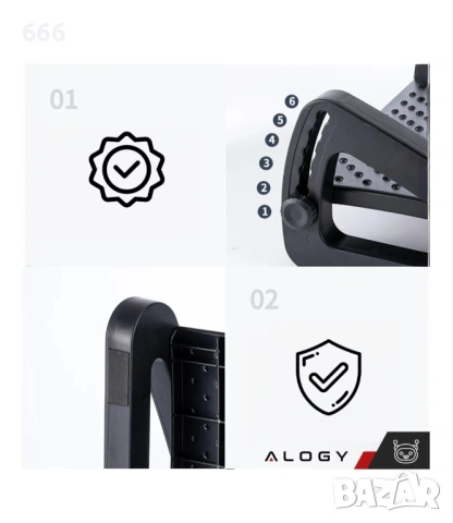 Ергономична поставка за бюро, Alogy, 6 регулируеми височини, масаж, черна, 42x31x19см, снимка 10 - Други стоки за дома - 53520370