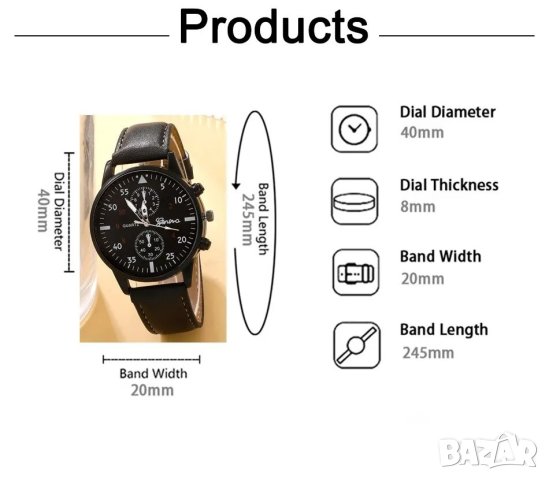 Мъжки часовник с 3 бр. комплект гривни, снимка 4 - Мъжки - 44322976