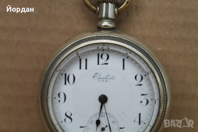 Американски джобен часовник ''Exelsior'', снимка 2 - Джобни - 44748314