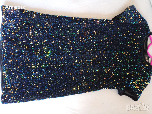 Парти елегантна рокля за дете 10-11г плюш и пайети 