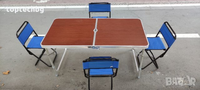 Сгъваема маса за излет с четири столчета
