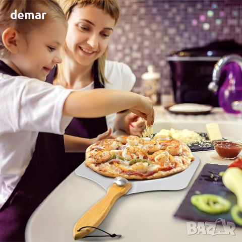 MYOTTPRO Алуминиева кора за пица, Включен скрепер и четка, снимка 4 - Други - 44514706
