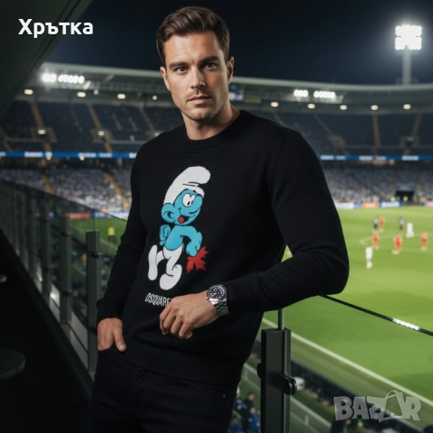 Dsquared2 x The Smurfs - Оригинален мъжки пуловер размер M