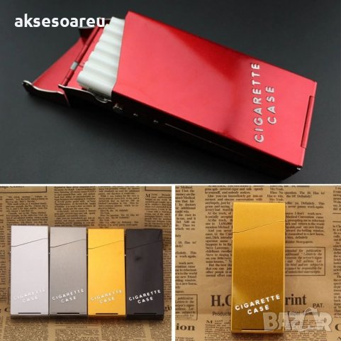 Нова Алуминиева малка кутия за слим цигари метална цигарена табакера с копче и пружина модна стилна , снимка 7 - Табакери - 39419424