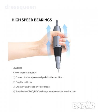 206А Професионална електрическа пила за маникюр и педикюр 35000 оборота, снимка 2 - Педикюр и маникюр - 34268280