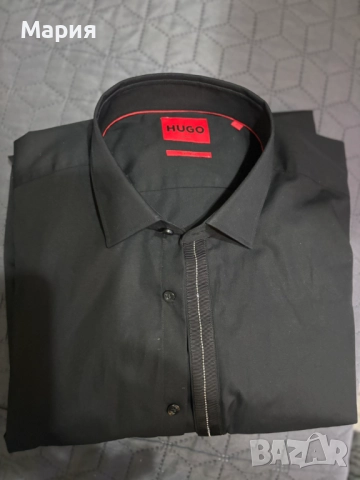 HUGO Риза Keidi 50524849 Черен Slim Fit, снимка 4 - Други - 52358800