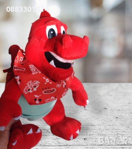 Плюшен червен дракон , снимка 3 - Плюшени играчки - 42480201