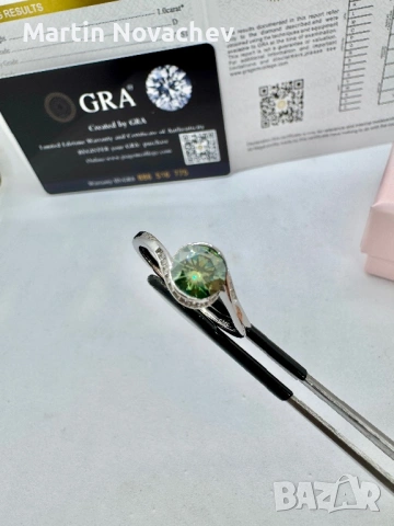 Сребърен пръстен с мойсанит (Диамант) 1 карат, снимка 11 - Пръстени - 53387421