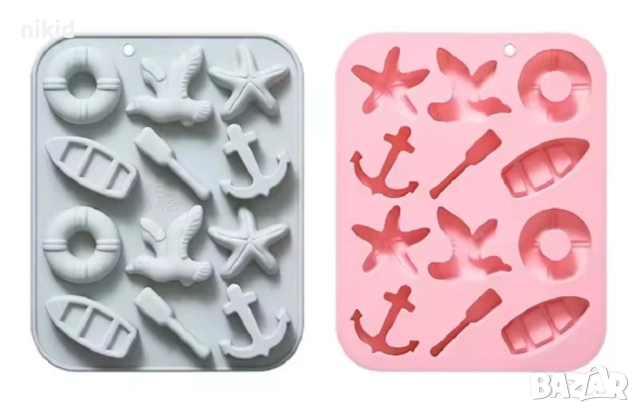 пояс котва лодка чайка морски силиконов молд форма калъп за фондан шоколад гипс бонбони