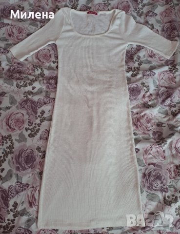 Нова бяла рокля рипс, размер M, снимка 1 - Рокли - 41657197