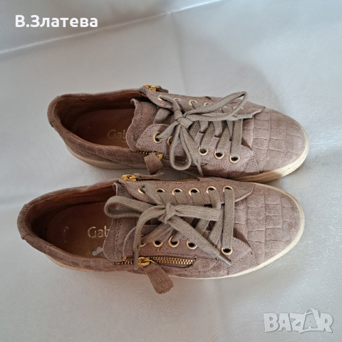 Обувки GABOR , цвят БЕЖЕВ, естествен набук-на платформа, снимка 2 - Дамски ежедневни обувки - 44682553