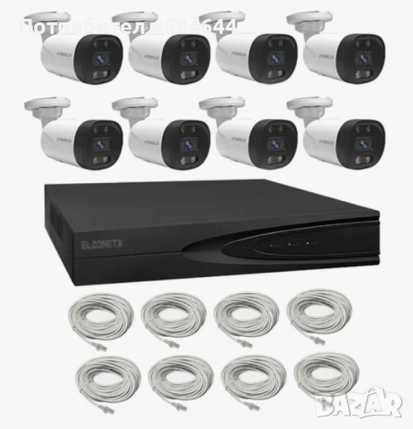 Система за видеонаблюдение 4K Ultra HD с 8 камери и 8-канален NVR с PoE и двупосочно аудио