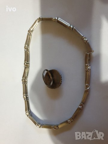 посребрено ланче и пръстен, снимка 3 - Колиета, медальони, синджири - 36013476