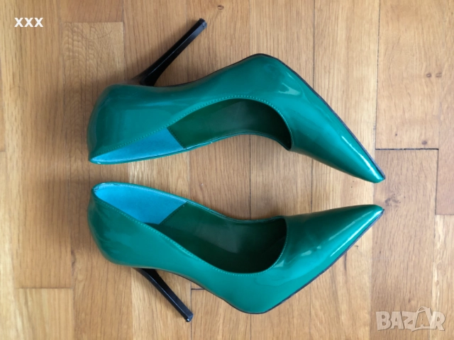 Зелени лачени обувки, снимка 7 - Дамски обувки на ток - 51869077