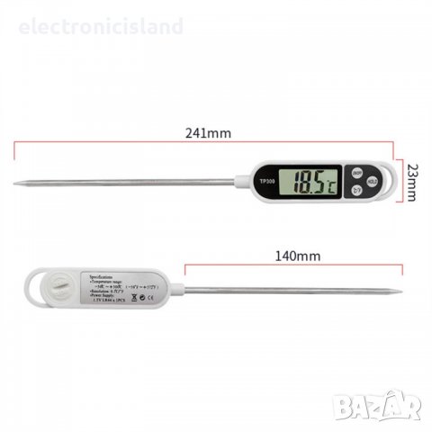 Цифров електронен термометър със сонда за храни и течности от -50 до +300 градуса за мляко вода месо, снимка 2 - Аксесоари за кухня - 40002577