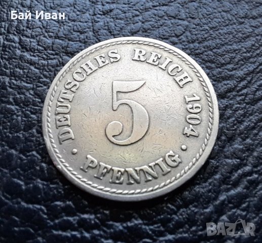 Стара монета 5 пфенига 1904 г.буква  А - Германия  - рядка,топ цена !, снимка 6 - Нумизматика и бонистика - 39740610