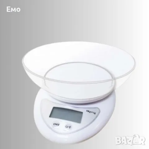 Кухненска везна с купа, 5кг., 2х ААА батерии ( не са вкл. ), LCD екран, Бял, Черен, снимка 5 - Електронни везни - 48561486