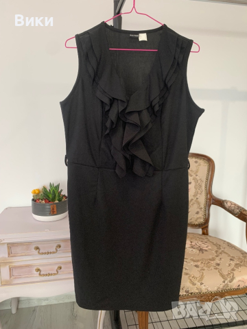 Елегантна черна рокля в размер XL, снимка 4 - Рокли - 44518647