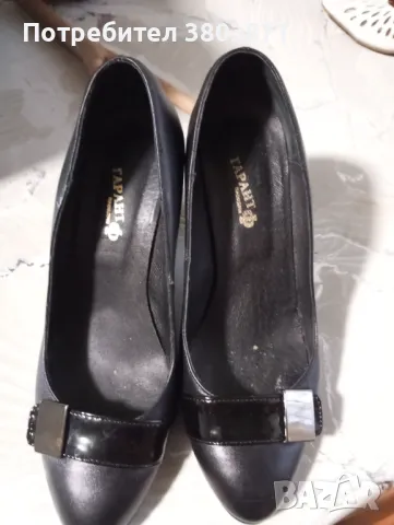Дамски кожени обувки с ток 9 см, снимка 3 - Дамски обувки на ток - 48735692