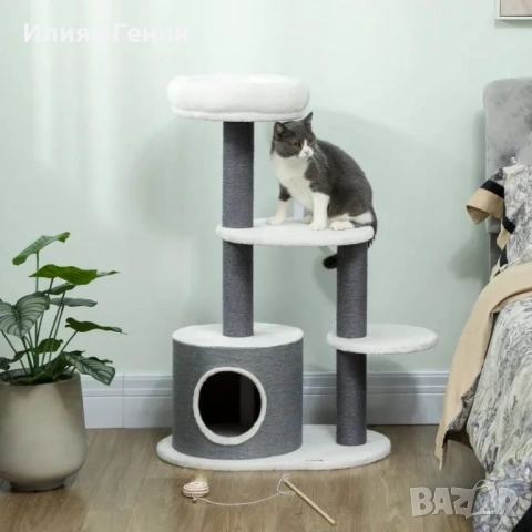 Дърво за котки PawHut с 1 котешка пещера, снимка 9 - За котки - 53689841