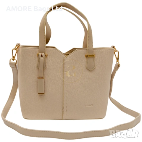 Класическа дамска чанта AMORE Aurora - Cream, снимка 3 - Чанти - 53584212