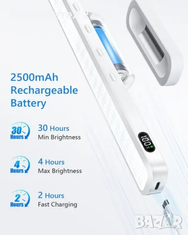 WILLED 5W LED осветление за кухня под шкаф презареждаема , с акумулаторна батерия - Бяла, снимка 2 - Лед осветление - 55853159