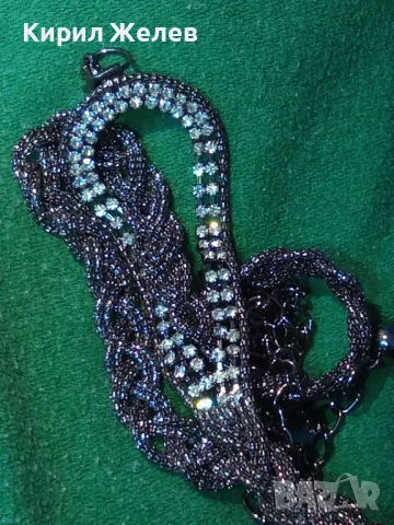 ШАРМАНТНО СРЕБРИСТО ФЕШЪН АРТ ДАМСКО КОЛАНЧЕ с ИСКРЯЩИ КРИСТАЛИ 47369, снимка 12 - Колани - 47336262