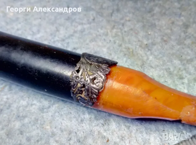 Старинно Царско Руско КЕХЛИБАРЕНО ЦИГАРЕ Кехлибар със СРЕБЪРЕН Обков, снимка 5 - Антикварни и старинни предмети - 48938268