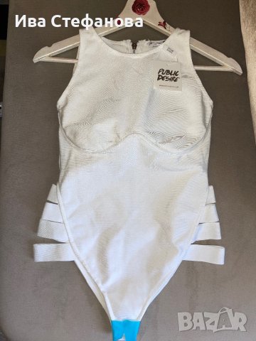 Ново с етикет хигиена лепенка луксозно парти елегантно официално бяло бандажно боди , снимка 9 - Потници - 41773314