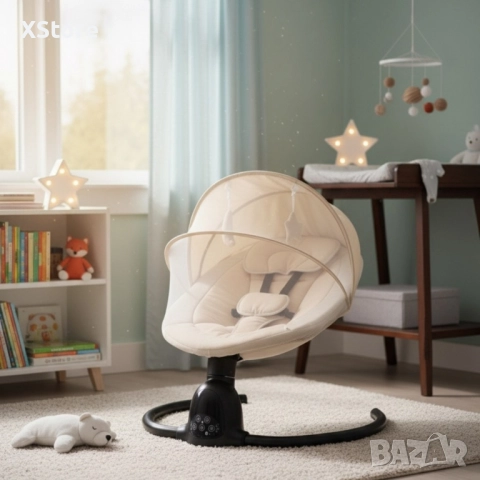 Интелигентен бебешки шезлонг с Bluetooth, дистанционно управление и автоматично люлеене