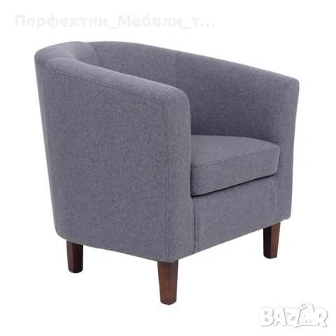 Кресло-фотьойл с нежна дамаска в сив цвят/орех.