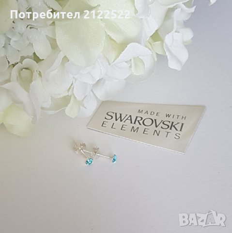 Сребърни обеци на винт с кристали Swarovski Crystal 3 мм - различни цветове, снимка 11 - Обеци - 34376322