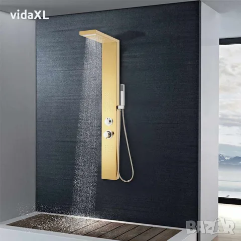 vidaXL Душ панел система, неръждаема стомана 201, златиста, снимка 2 - Душове - 56146105