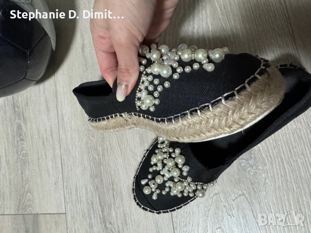 Еспадрили с камъни и перли, снимка 2 - Дамски ежедневни обувки - 52448975