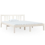 vidaXL Рамка за легло, бяла, масивно дърво, 140x190 см(SKU:814735, снимка 1 - Спални и легла - 44509361