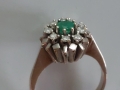 Дамски златен 14 к пръстен с брилянти и изумруд(диаманти), снимка 6