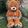 Плюшен мечок 100см с панделка ГОЛЯМ 1м кафяв бежов плюшено мече мечка, снимка 9