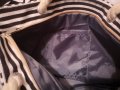 Нова средна плажна чанта черно бяла райе морска, снимка 3