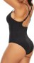 SHAPERIN Дамски бански костюм с дълбоко V-образно деколте, черен, размер S, снимка 2