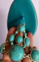 Чехли от естествена кожа с тюркоазени камъни, снимка 11