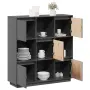 vidaXL Висок шкаф, сив, 110,5x35x117 см, борово дърво масив, снимка 5